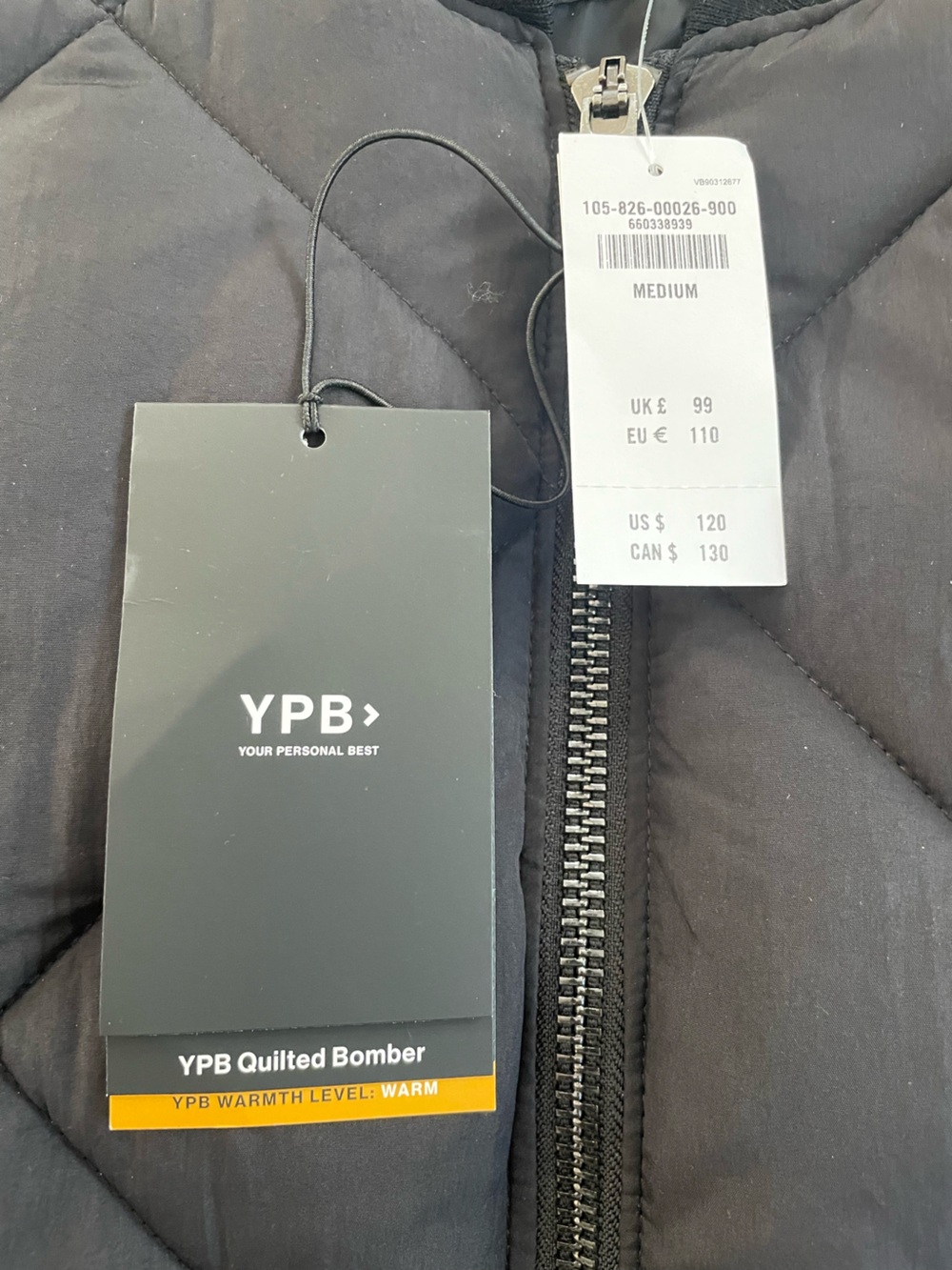 YPB Black Quilted Bomber Jacket - Picture 3 of 3
